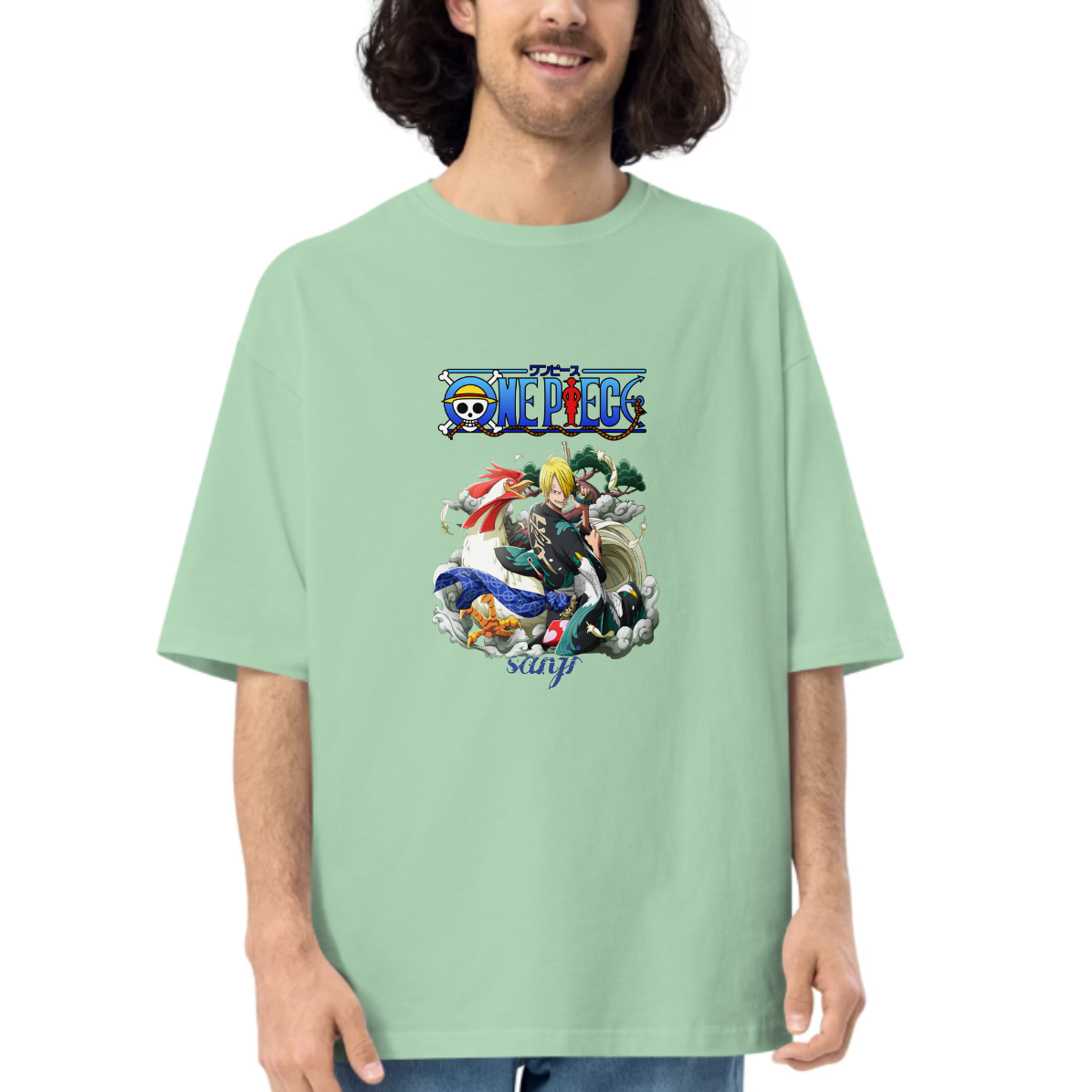 Onepiece Character Printed Dropshoulder Oversized T-shirt