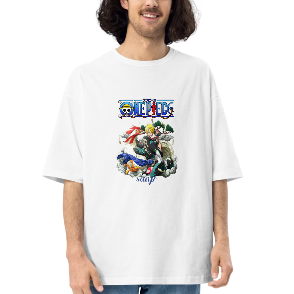 Onepiece Character Printed Dropshoulder Oversized T-shirt