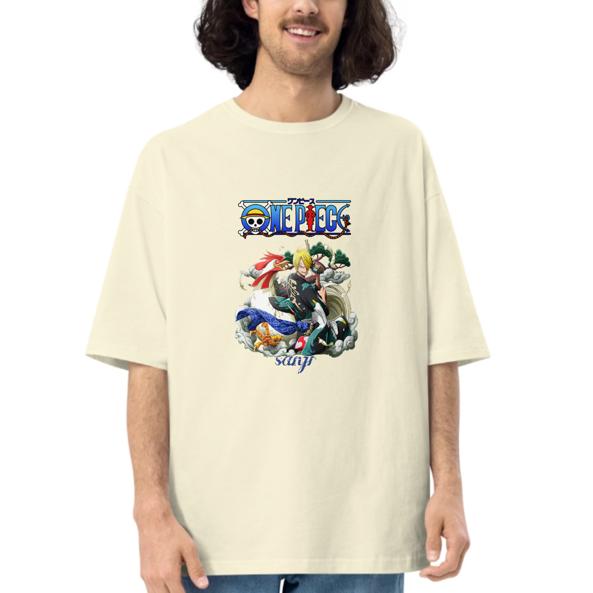 Onepiece Character Printed Dropshoulder Oversized T-shirt