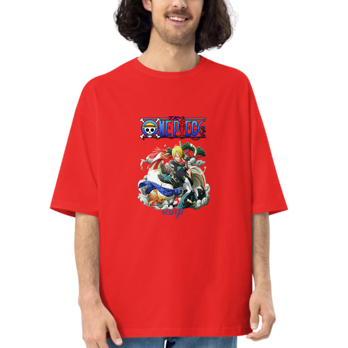 Onepiece Character Printed Dropshoulder Oversized T-shirt